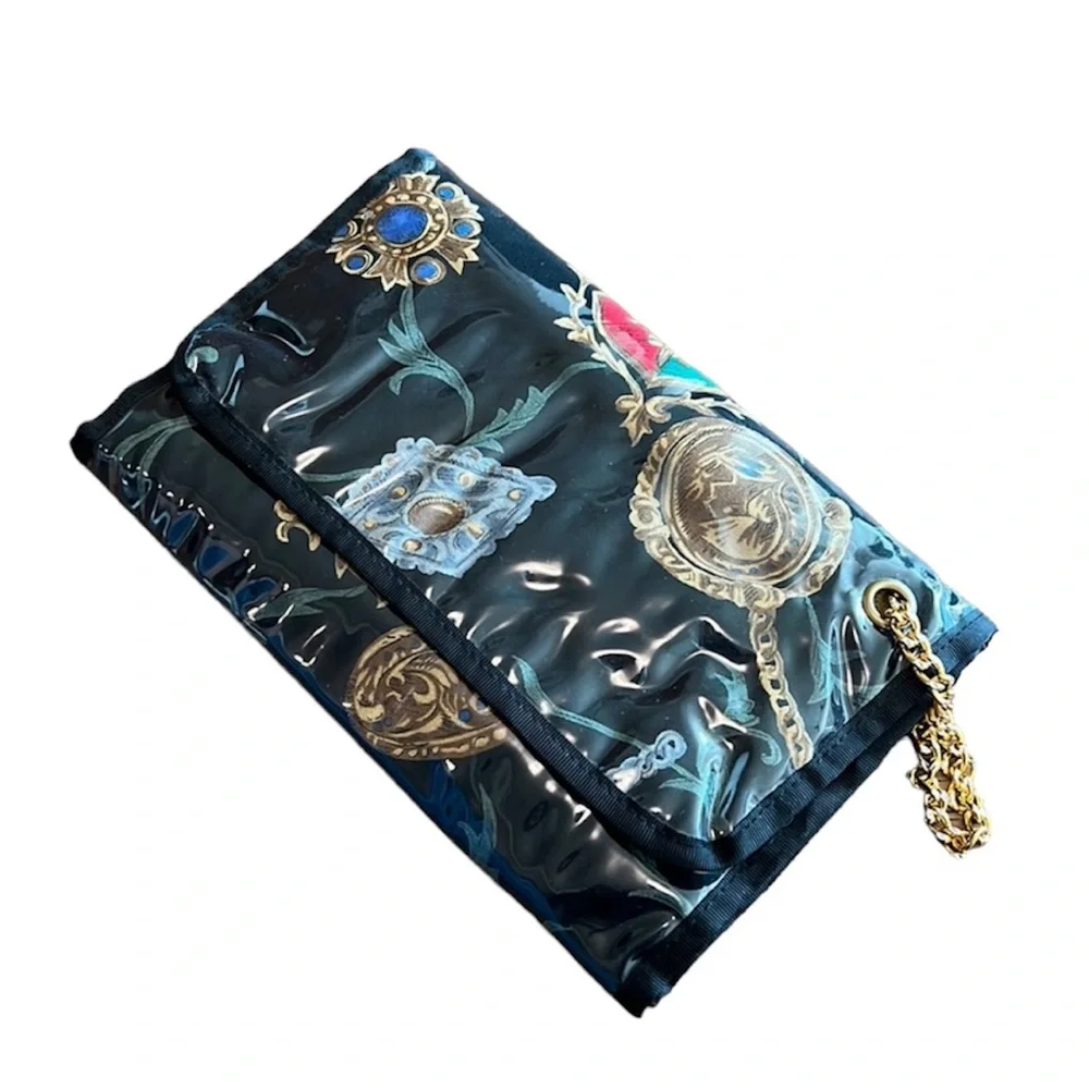 Medallion Chain print folding cosmetic jewelry travel bag